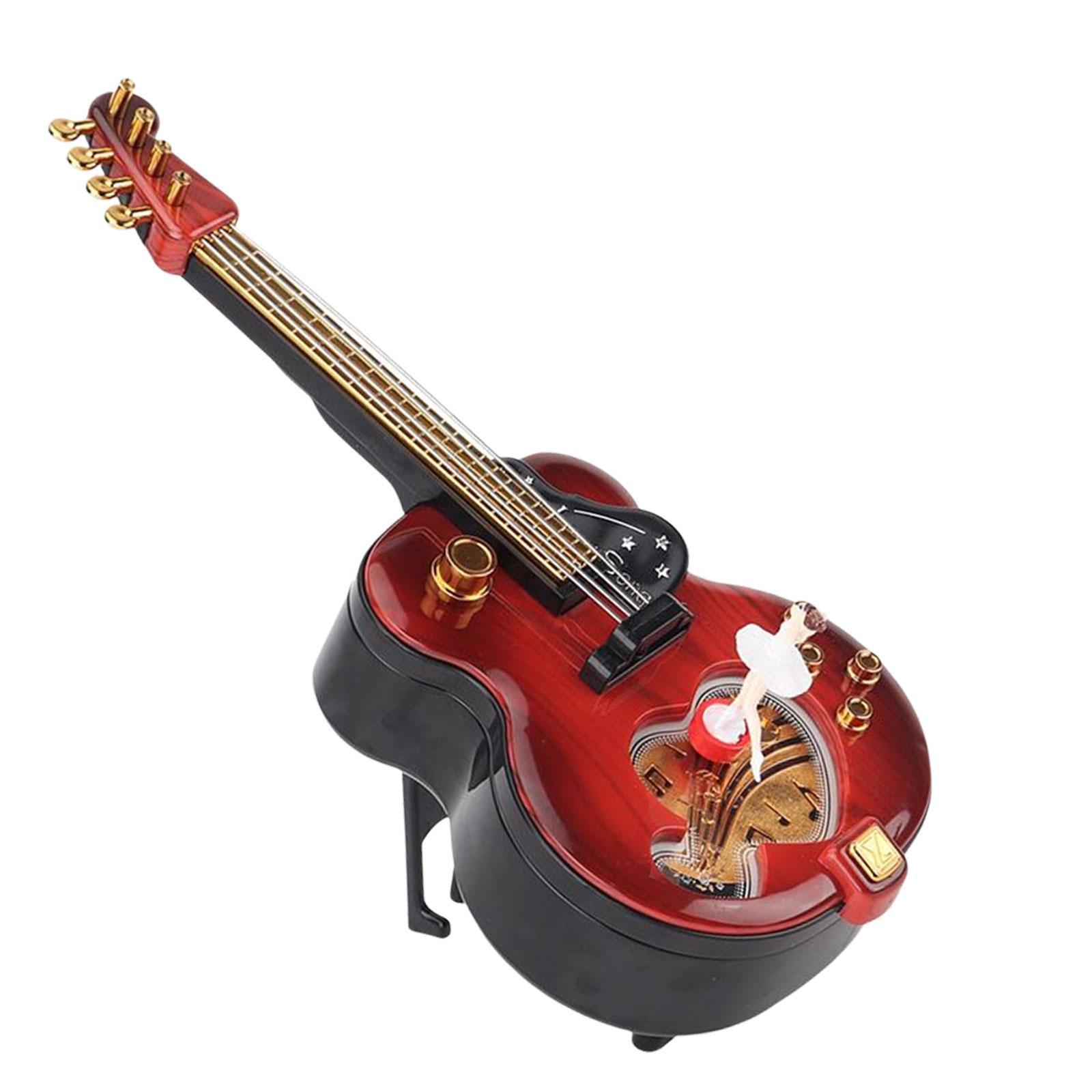 Guitar Music Box Ornament Clockwork Mechanical Windup Musical Jewelry Box