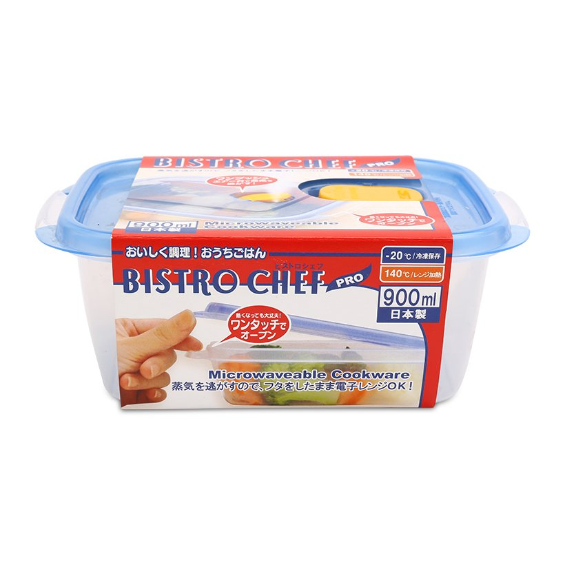 Combo hộp đựng thực phẩm chịu nhiệt lò vi sóng Bistro Chef Pro 900ml + cốc nhựa uống nước Inomata cao cấp nội địa Nhật Bản