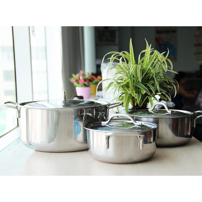 Bộ 3 Nồi Inox 17cm 19cm và 25cm tiện dụng