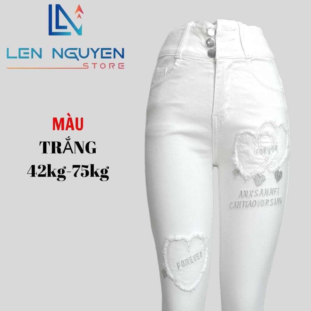 D38_Quần jean nữ, dài, lưng cao, quần bò nữ dáng ôm, quần rin nữ có big size, cho 42kg đến 75kg,LEN NGUYEN STORE - Xanh Nhạt