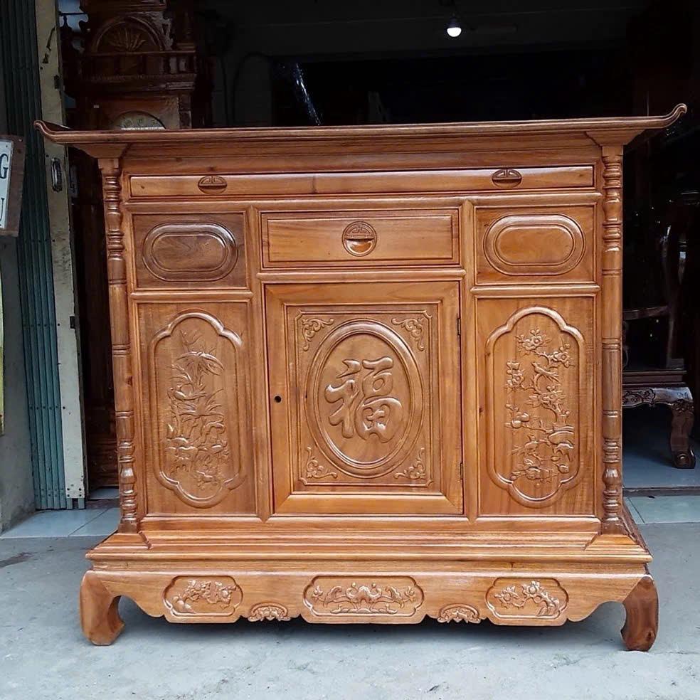 Tủ thờ gỗ tràm Lõi mẫu hiện đại , bàn thờ gỗ cao cấp, TỦ THỜ trạm hoa văn