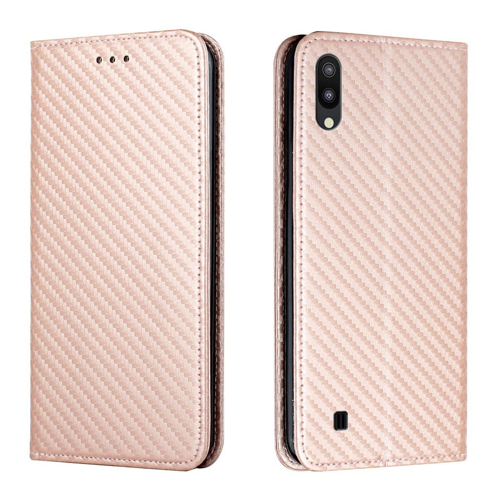 Bao da điện thoại kiểu ví sợi carbon nắp lật giá đỡ cho Samsung Galaxy A10 M10 A20E A21S A31 A40 A41 A50 A70 A51 A71