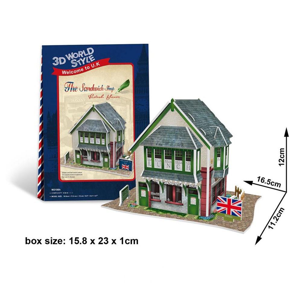 Mô hình giấy 3D - Bộ nhà truyền thống Anh -The sandwich shop- W3106h