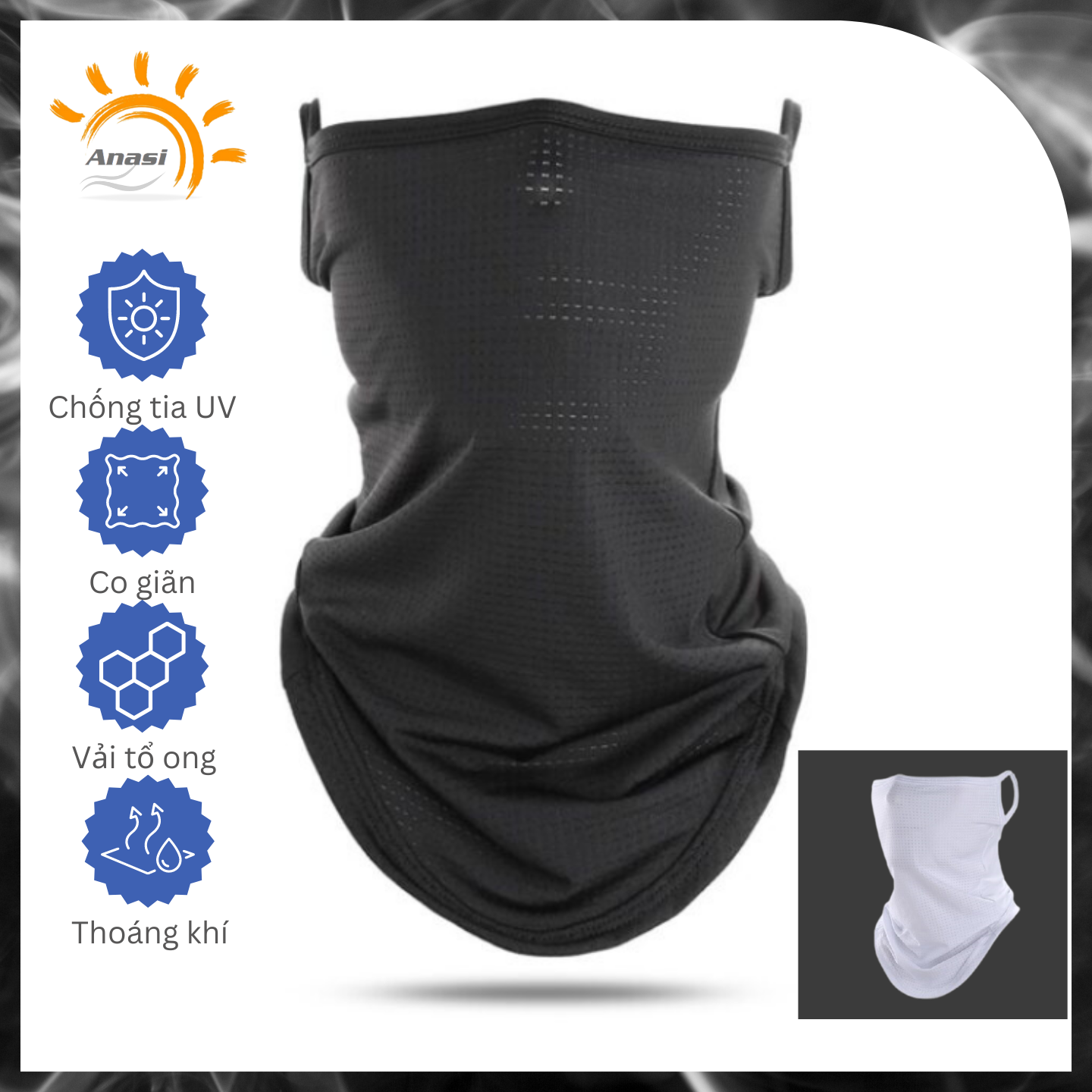 Khẩu trang vải chống nắng Anasi TD05 - Thoáng khí, dễ thở - Có dây đeo tai chống tuột