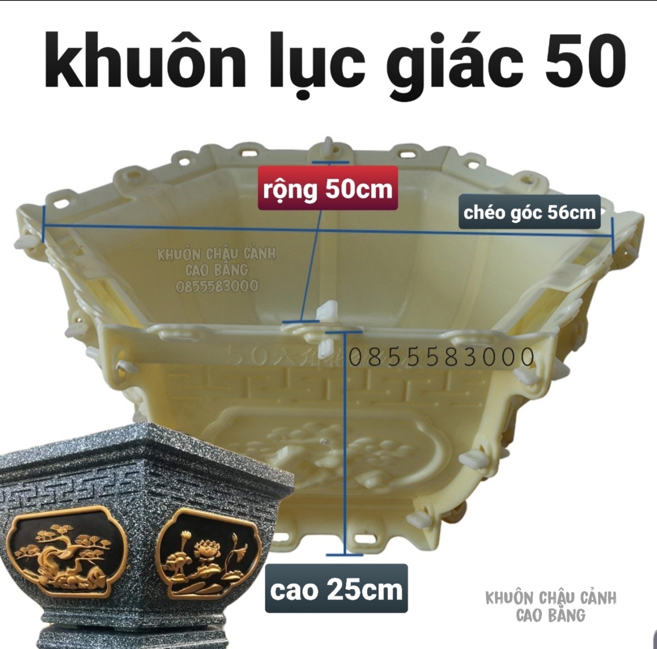 Khuôn đúc chậu lục giác 50 và chân đôn