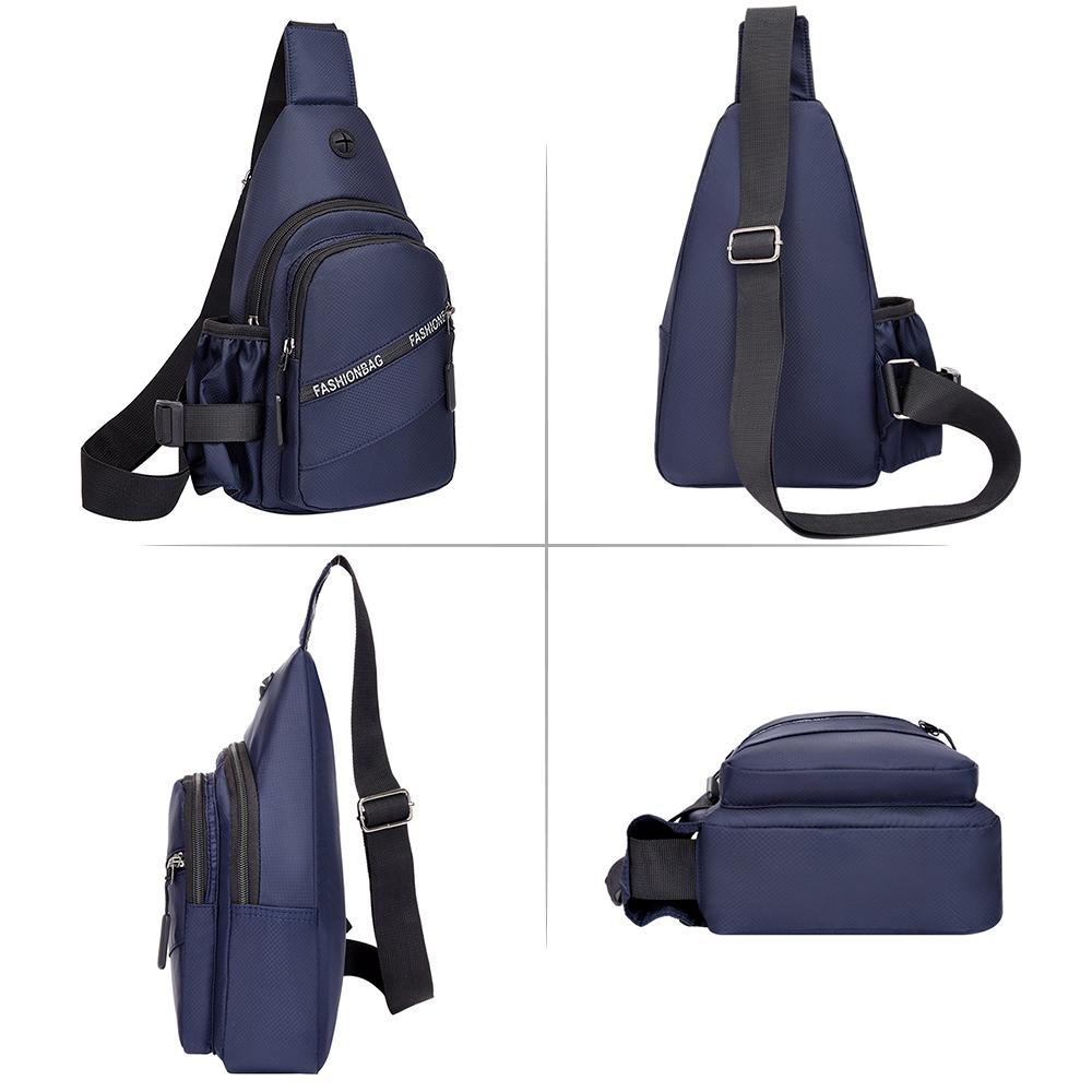 Men Waterproof Sling Bag Ultralight Crossbody Backpack Adjustable Strap Chest Bag Shoulder Daypack With headphone jack