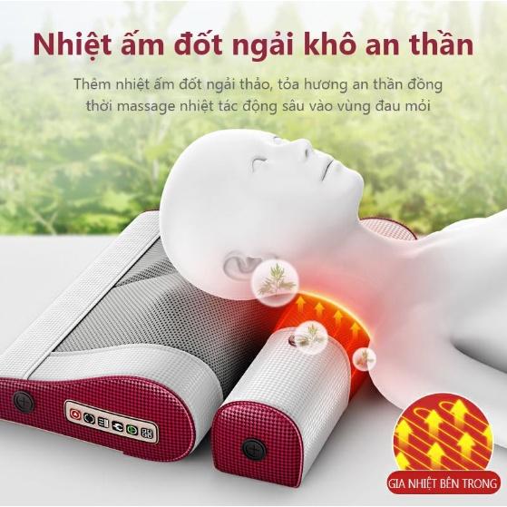 Gối massage hồng ngoại Okato G09 dành cho cổ vai gáy 8 bi, gối mát xa hồng ngoại okato chính hãng bảo hành 1 năm