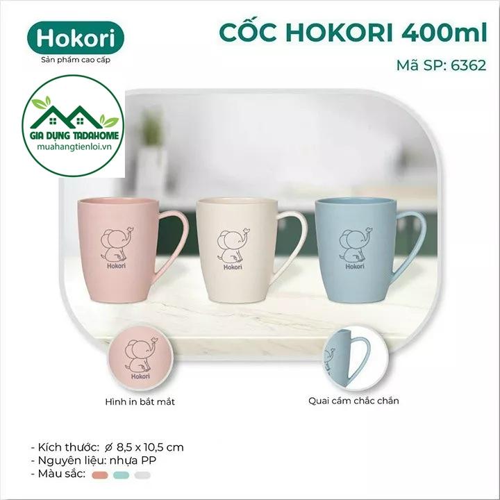 Cốc LY uống nước HOKORI 400ml Việt Nhật 6362 màu sắc đẹp hình Cute có quai cầm - TADAHOME