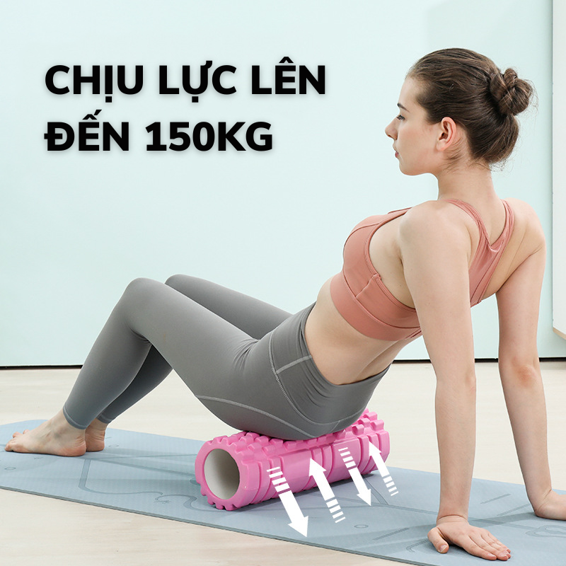 Con lăn Yoga Massage Foarm Roller , ống lăn gai nhọn 33x13cm, chất liệu EVA cao cấp, hỗ trợ các bài tập yoga, gym