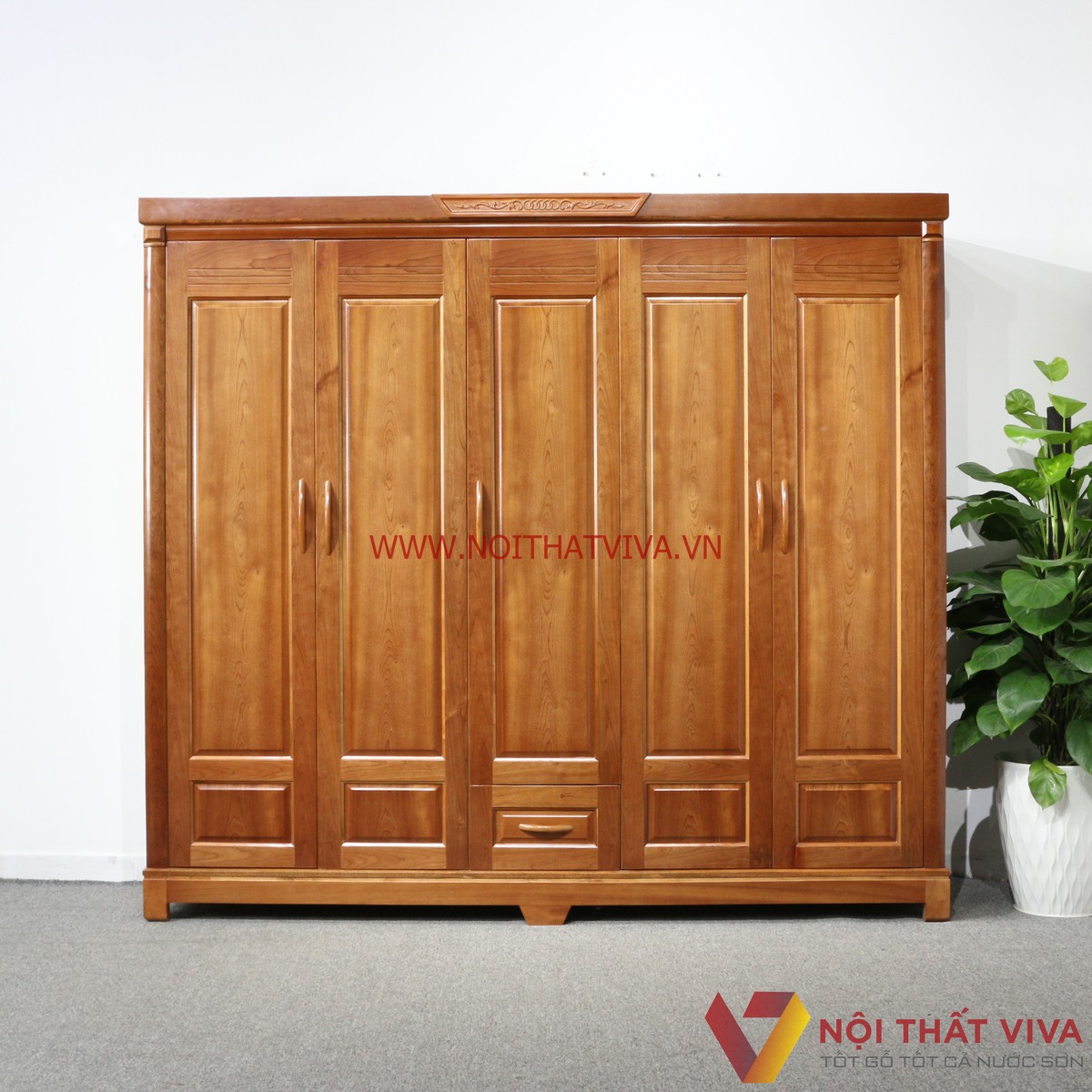 Tủ Quần Áo 5 Cánh Gỗ Xoan Đào Tự Nhiên Bền Đẹp Giá Rẻ