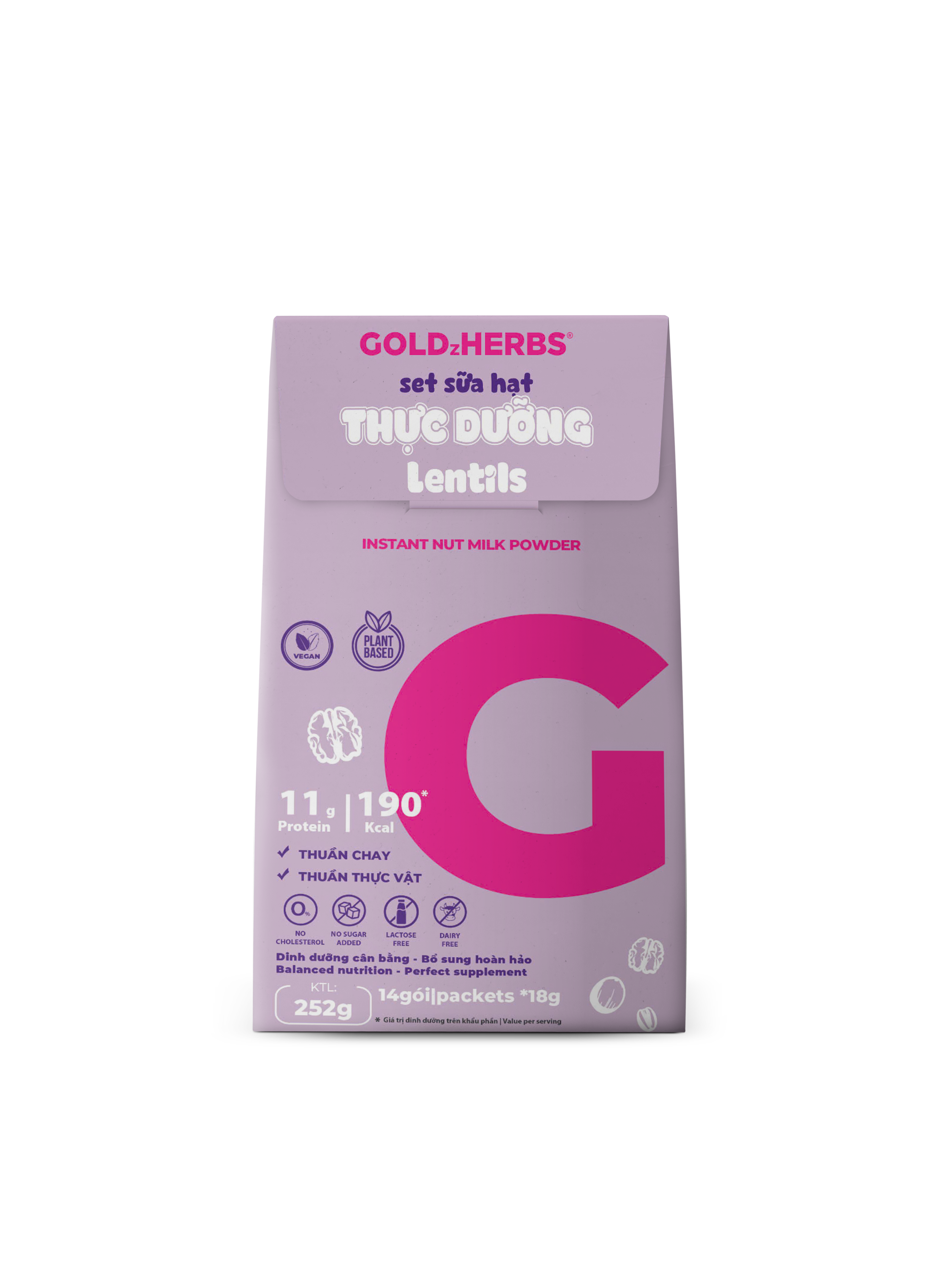 [Hàng chính hãng] Set sữa hạt thực dưỡng GoldzHerbs Lentils - 15 gói/ 252g/ 500g