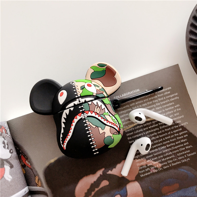 Ốp silicone dẻo bảo vệ dành cho Airpods 1/2 - Shark Bearbrick - Hàng Chính Hãng