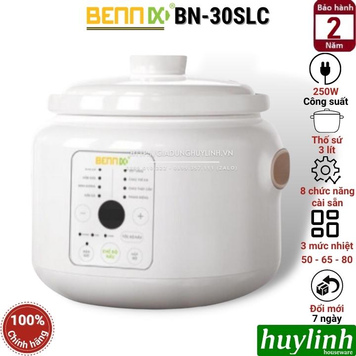 Nồi nấu cháo chậm điện tử Bennix BN-30SLC - Dung tích 3 lít - 8 chức năng - 3 tốc độ nấu - Hàng chính hãng