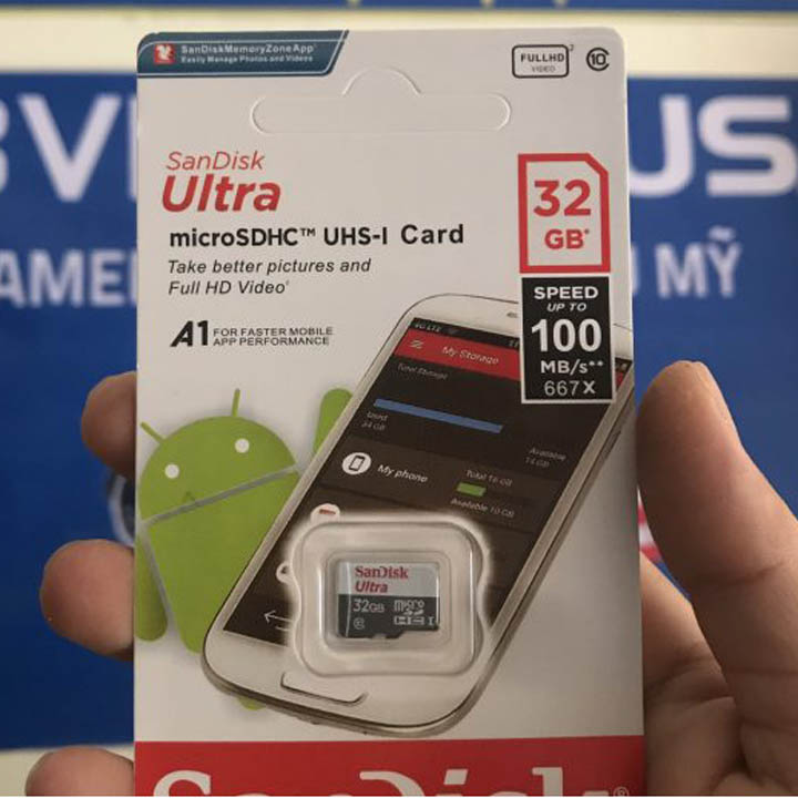 Thẻ nhớ SDHC Sandisk Ultra 32GB tốc độ 100MB/s UHS-I hàng chính hãng