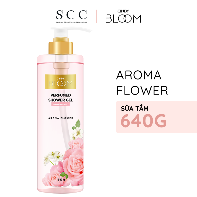 Sữa tắm nước hoa dưỡng ẩm sáng da Cindy Bloom Aroma Flower mùi hương ngọt ngào nữ tính 640g