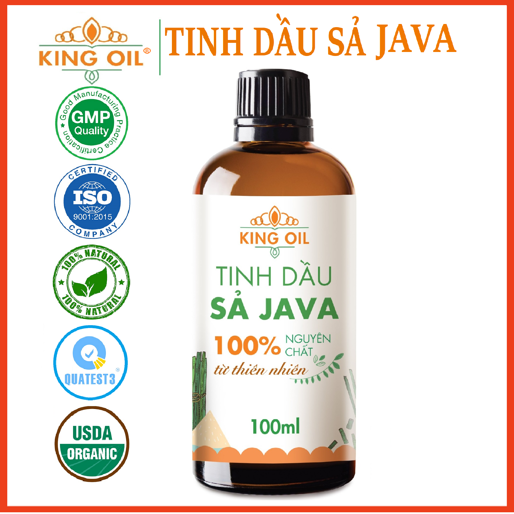 Tinh dầu Sả Java nguyên chất từ thiên nhiên, xông phòng, khử mùi, thơm phòng, đuổi muỗi - KingOil