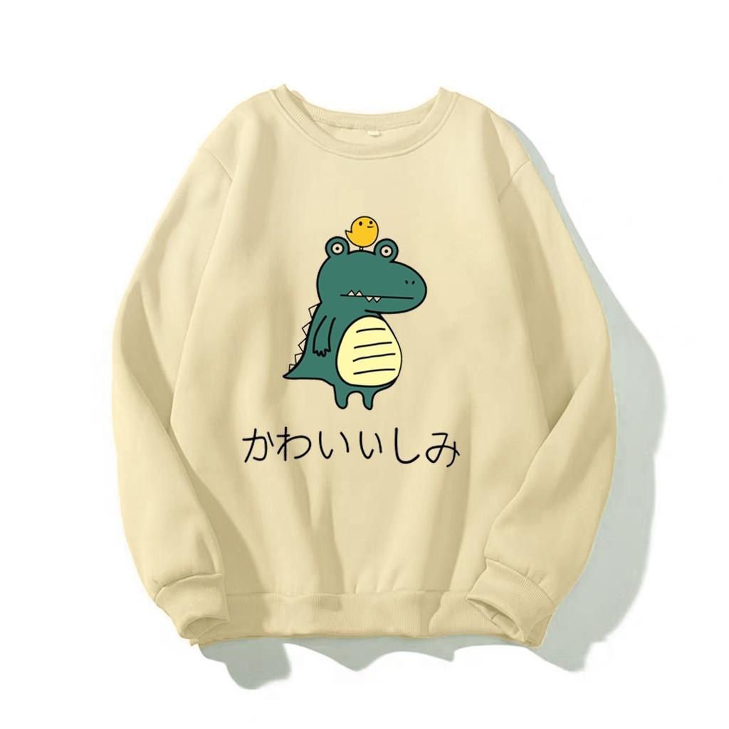 ÁO SWEATER NỮ IN KHỦNG LONG CHỮ NHẬT