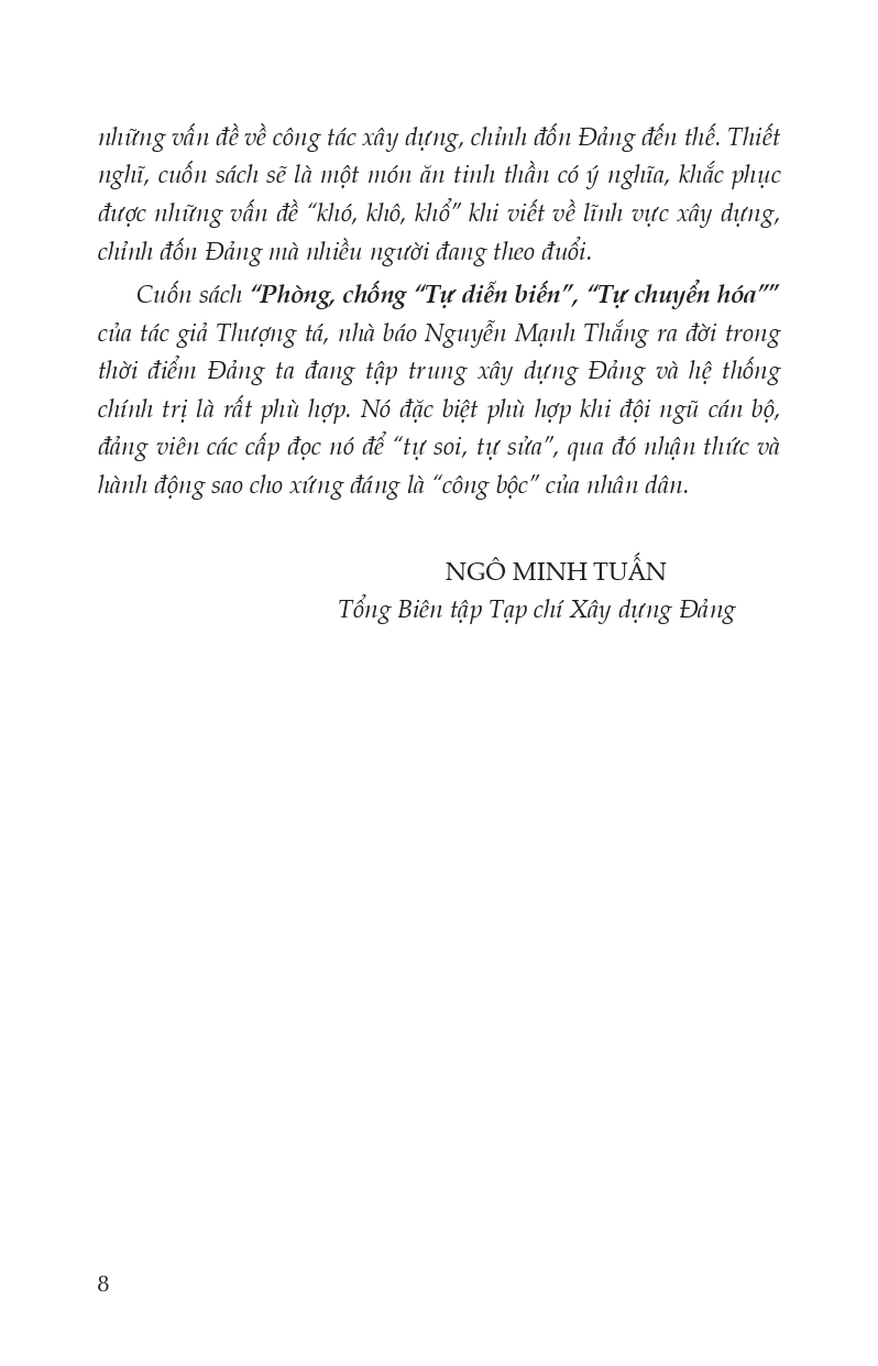 Phòng, Chống "Tự Chuyển Biến", "Tự Chuyển Hóa"