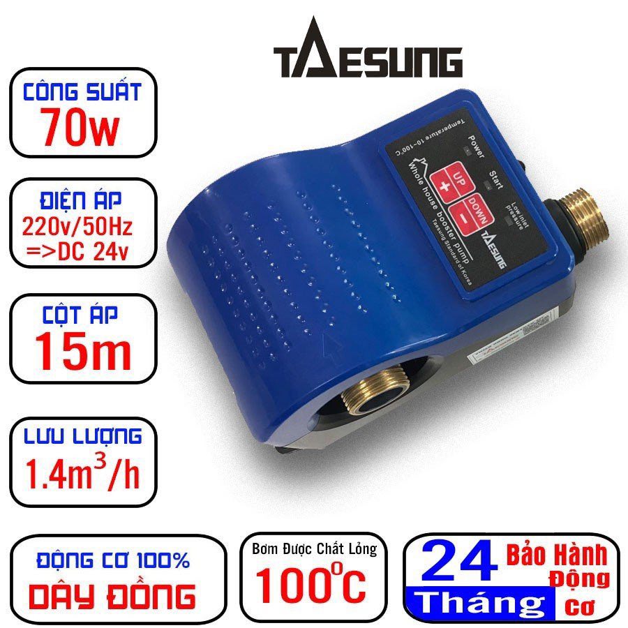Máy bơm tăng áp điện tử mini taesung tăng áp cho máy giặt, máy nóng lạnh, vòi sen,..sử dụng điện 24v chống giật, hoạt động êm, bảo hành 2 năm