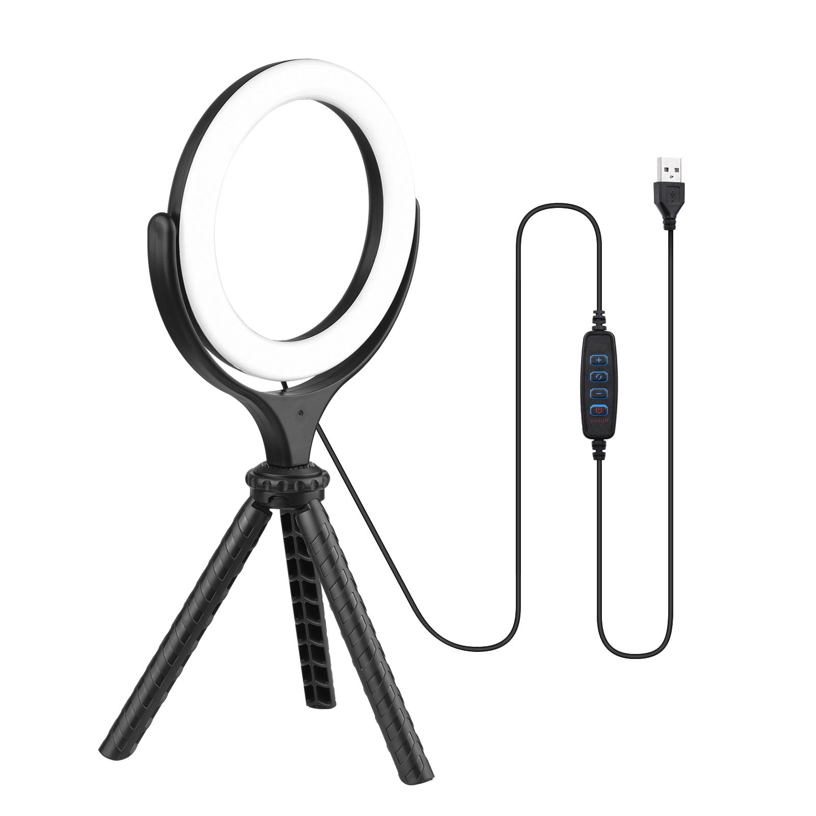 Video truyền trực tuyến đèn LED Ring Light Bi-color 3000K-6500K Độ sáng 10 cấp độ sáng USB có thể điều chỉnh độ sáng Được hỗ trợ với chân máy để bàn