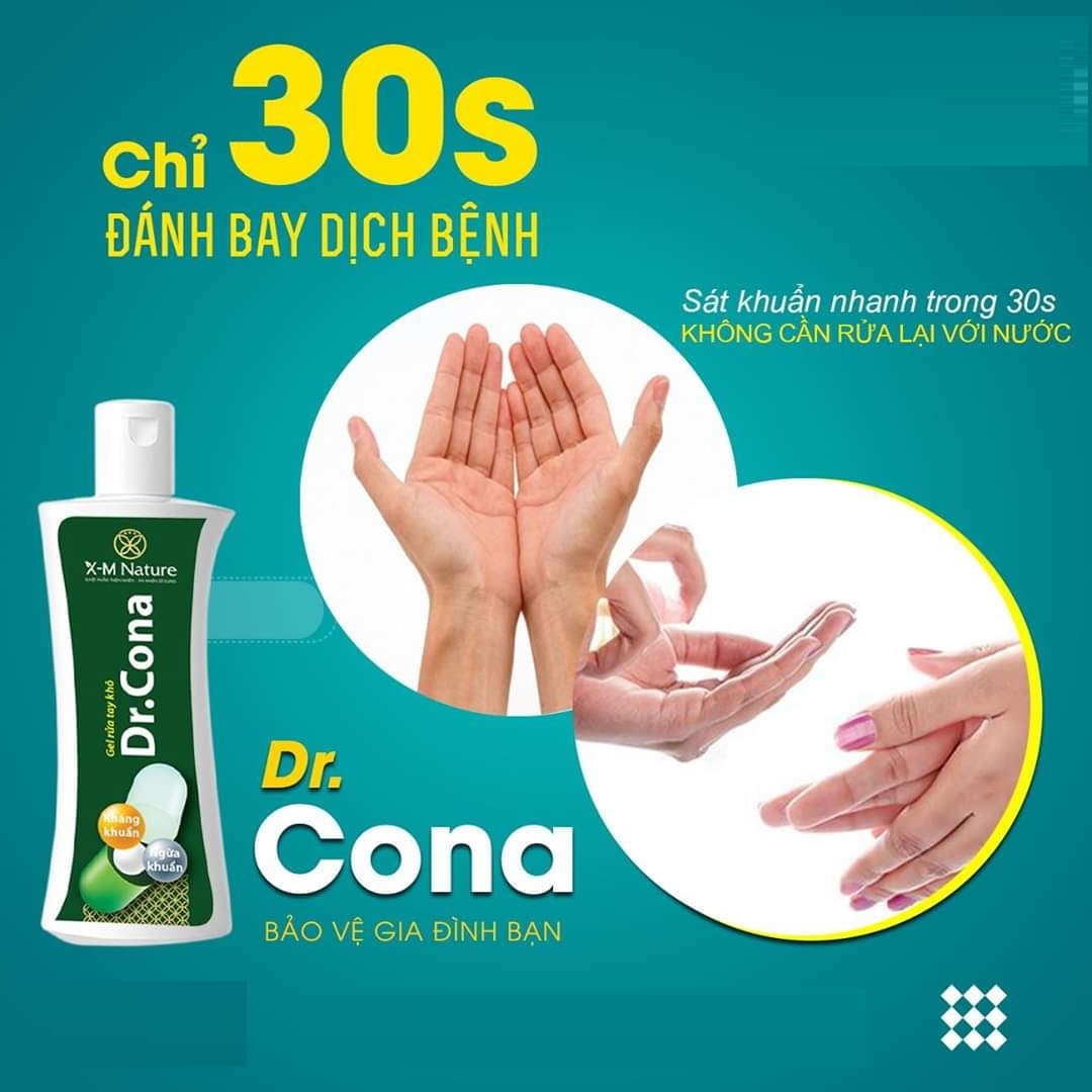 Combo 02 Chai Gel Rửa Tay Khô X-M Nature Dr. Cona 80ml không cần dùng nước, Có tác dụng kháng khuẩn, sát khuẩn, khử mùi, dưỡng ẩm da, nhỏ gọn tiện lợi, dễ sử dụng