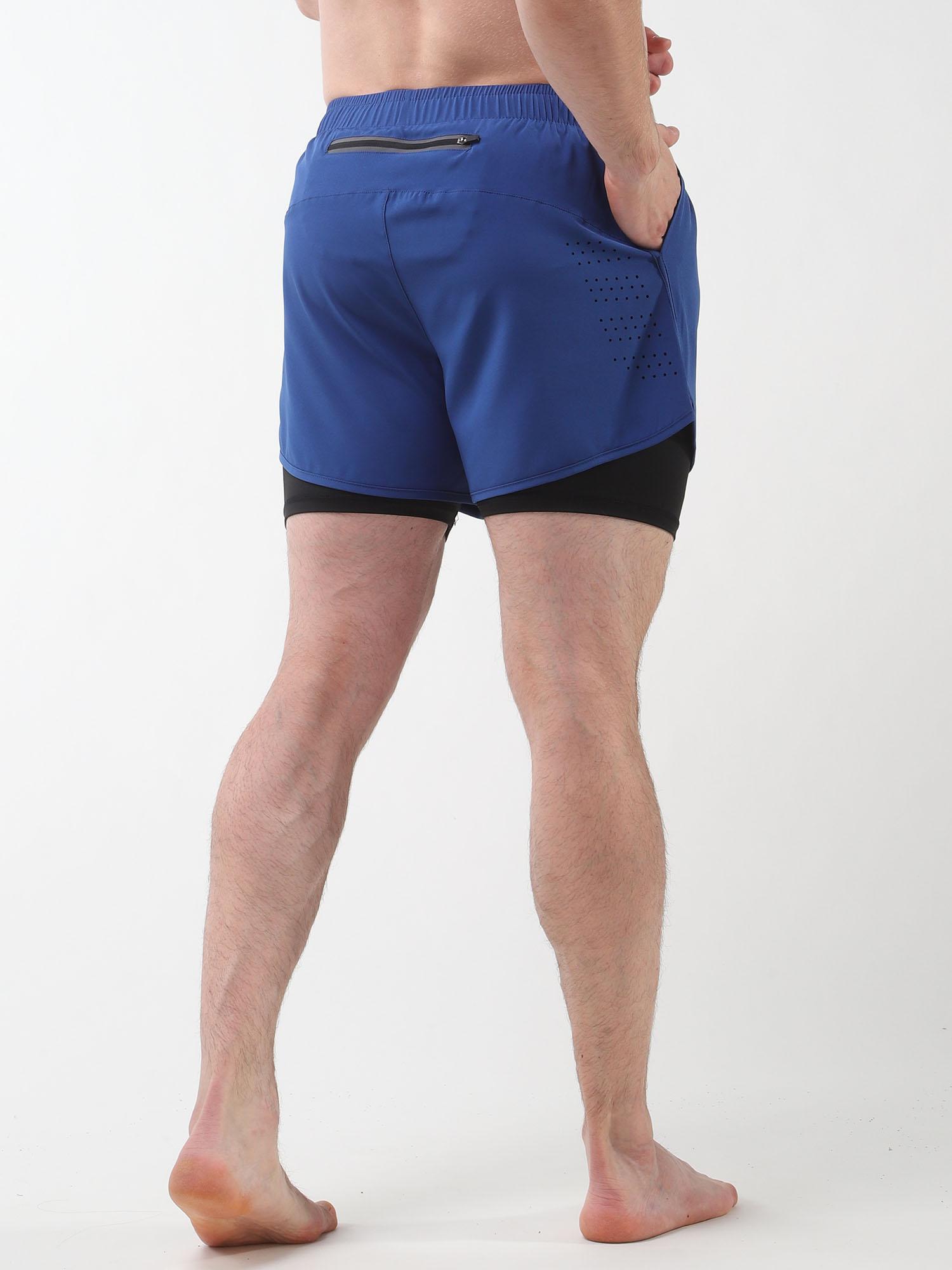 Quần short thể thao nam có lót 2 trong 1 kèm túi Quần short thể dục chạy xe đạp nhanh khô