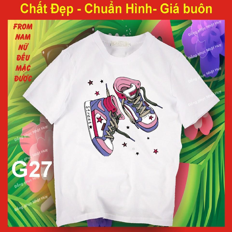 Áo thun in giày đẹp G25, chất đẹp, bao đổi trả, giầy dây, đôi giày đẹp
