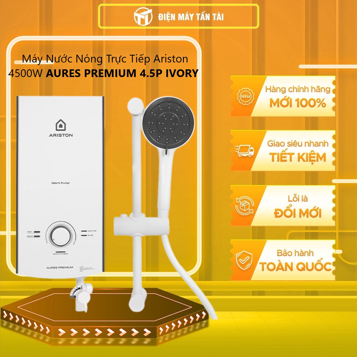 Máy nước nóng trực tiếp Ariston AURES PREMIUM 4.5 - Hàng chính hãng ( Chỉ giao tại HCM)