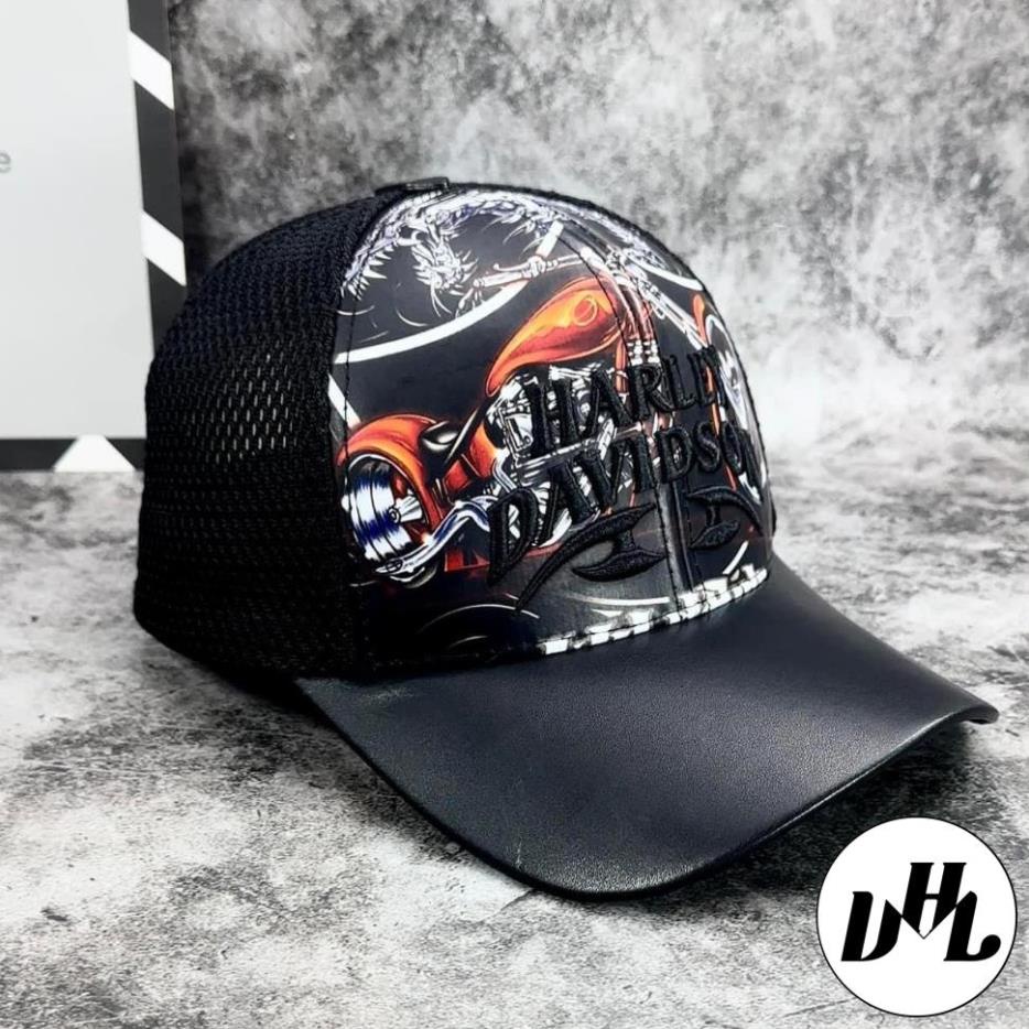 Nón kết lưỡi trai lưới thoáng mát - mũ caps 3D phối mỏ da thời trang