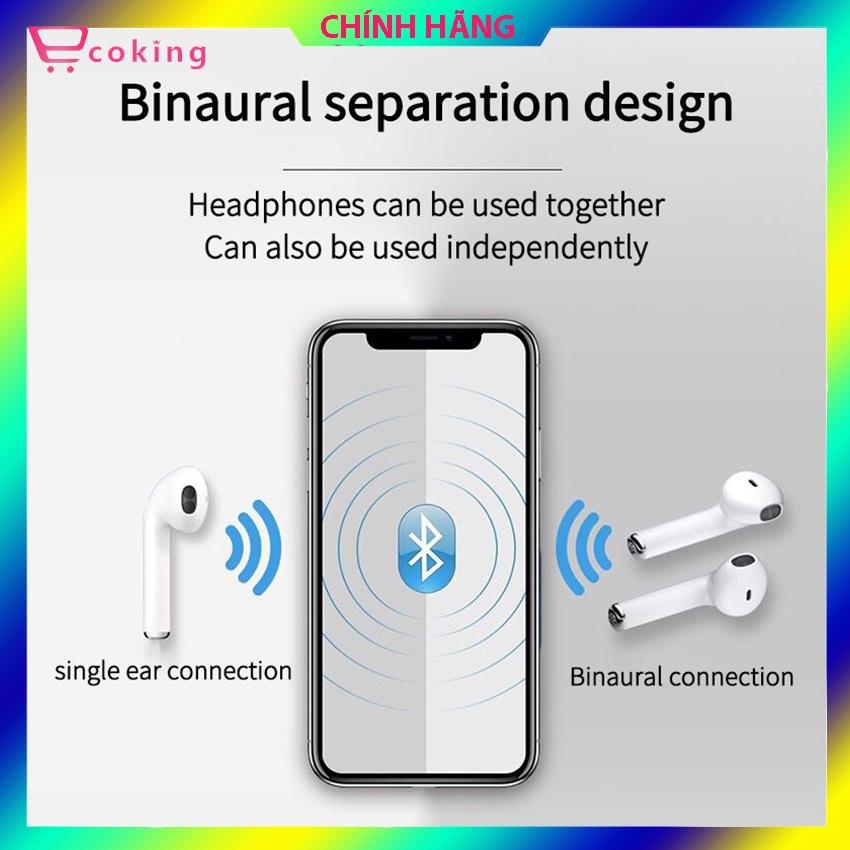 {xả kho 3 ngày+}tai nghe không dây nhét tai i7s ecoking mua 1 tặng 1 quà kết nối bluetooth5.0 có micro bass nổi