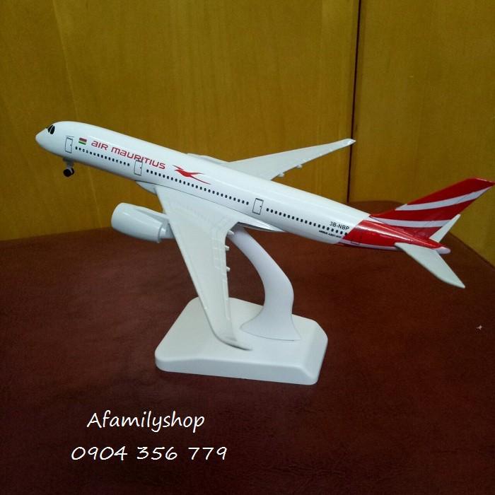 Mô hình máy bay tĩnh A350 Air Mauritius 20cm có bánh xe