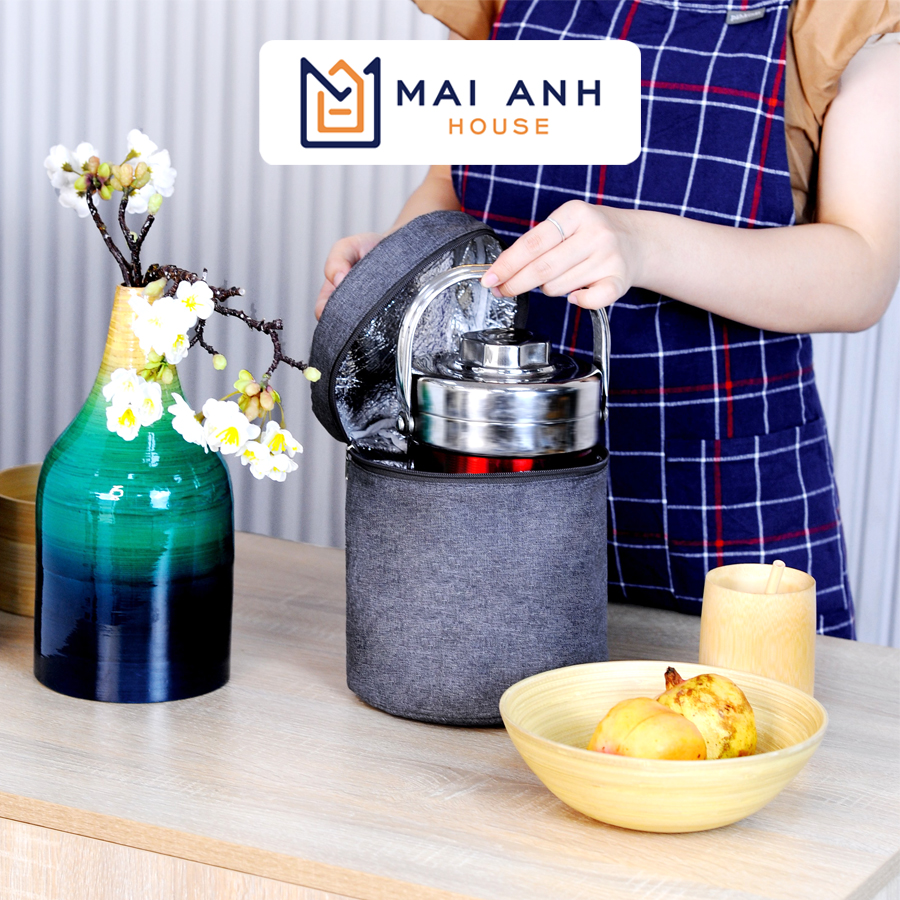 Túi giữ nhiệt đựng hộp cơm đồ ăn, túi đựng cơm văn phòng có khóa kéo, 3 lớp giữ nhiệt kiểu xuất Nhật, dày dặn, nhiều kích cỡ Mai Anh House