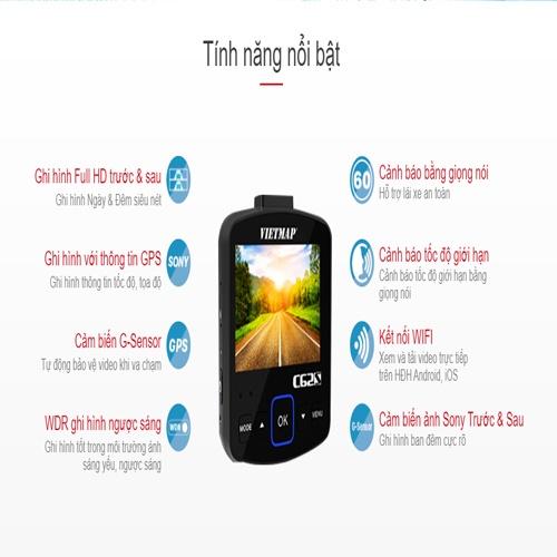 Camera Hành Trình Ô Tô Xe Hơi VIETMAP C62 - Ghi Hình Trước Sau Full HD, Cảnh Báo Bằng Giọng Nói, BH 12 Thán