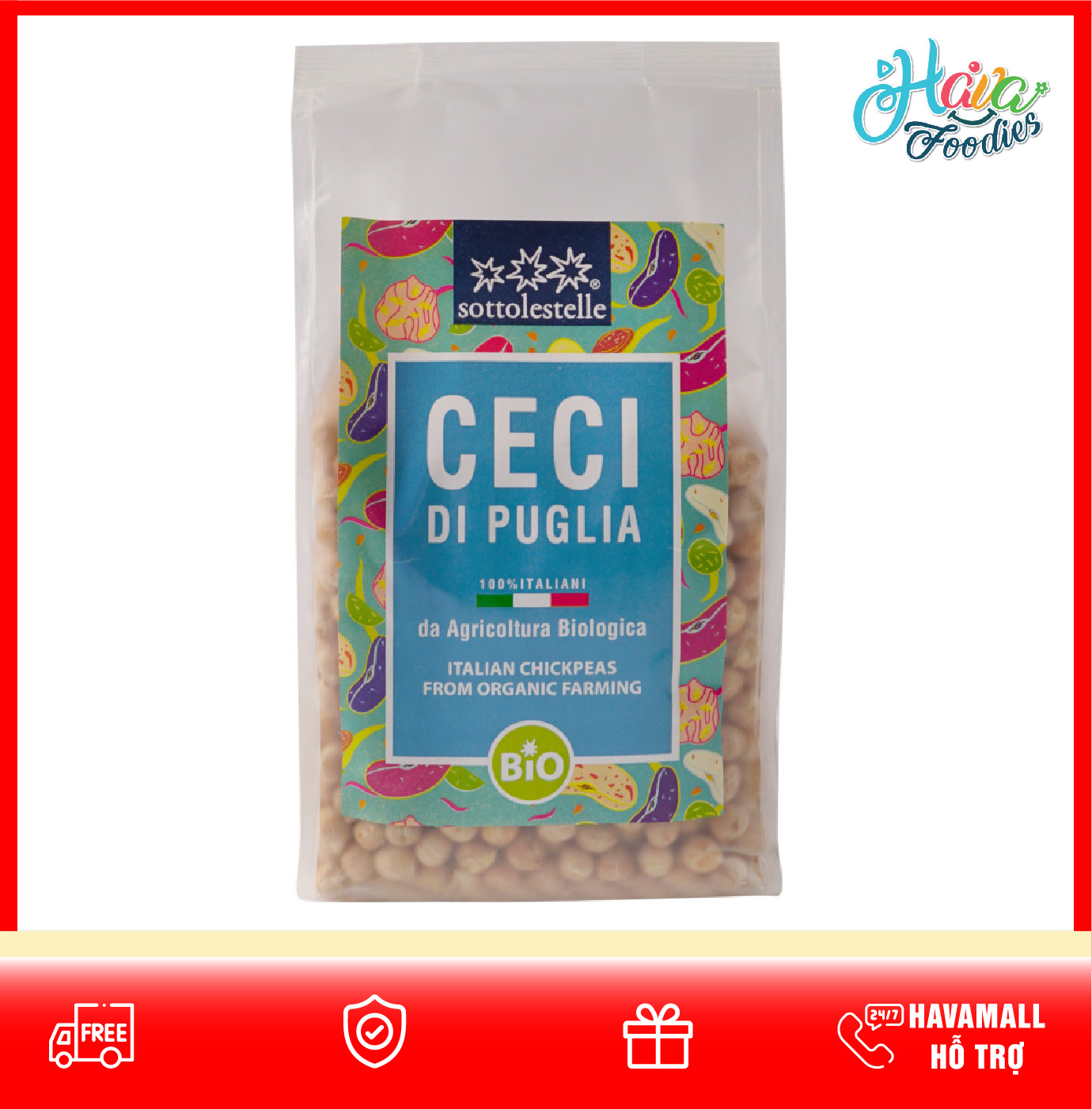 Đậu gà hữu cơ Sottolestelle 400g Organic Chickpea