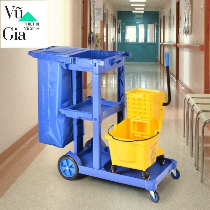 Xe đẩy dọn vệ sinh, dọn phòng khách sạn nhà hàng