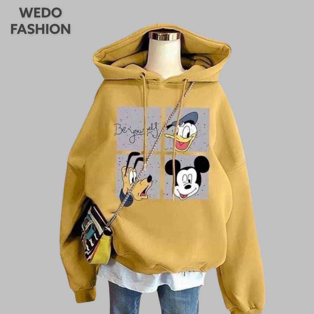 Á hoodie in CHUỘT MICKEY siêu cute, chất vải nỉ ngoại dày dặn phối nón chùm đầu siêu