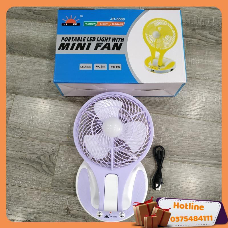 Quạt Sạc Mini Đèn Led 2 Chế Độ Sáng  - Giao Màu Ngẫu Nhiên - Hàng Loại 1