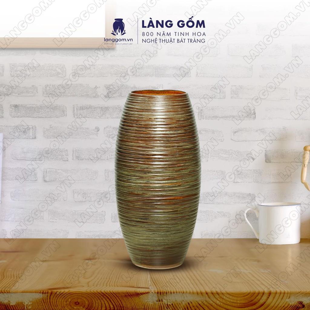 Bình hoa, lọ hoa Gốm sứ Bát Tràng cao cấp Men hỏa biến dáng bom đại dùng làm quà tặng, trang trí - Làng Gốm Bát Tràng