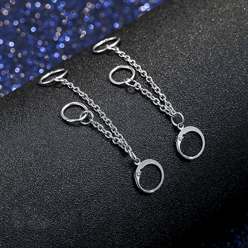 Bông tai khuyên tai idol sợi mắt xích mix nhiều vòng tròn to nhỏ