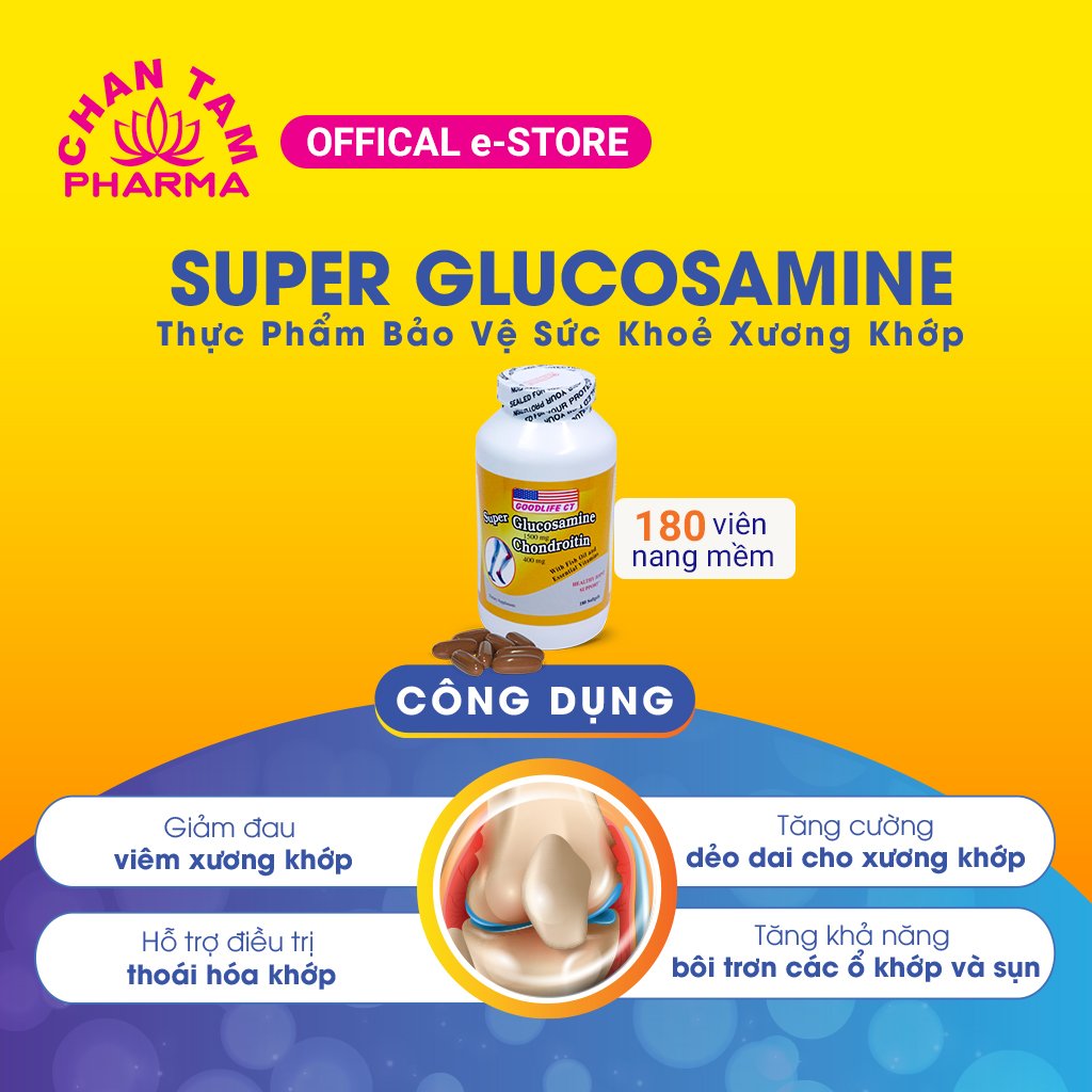 Viên uống hỗ trợ xương khớp, đau nhức xương khớp, bổ khớp Super Glucosamine 1500mg Chondroitin 400mg