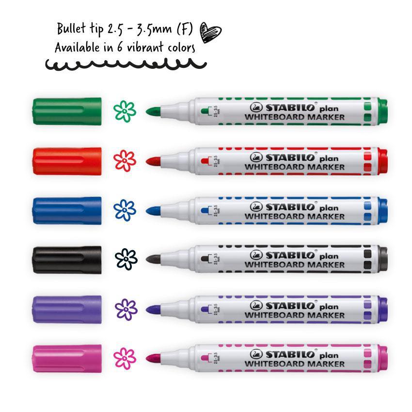 Hộp 10 Bút viết bảng đầu tròn STABILO Plan WHITEBOARD MARKER (WM641/10