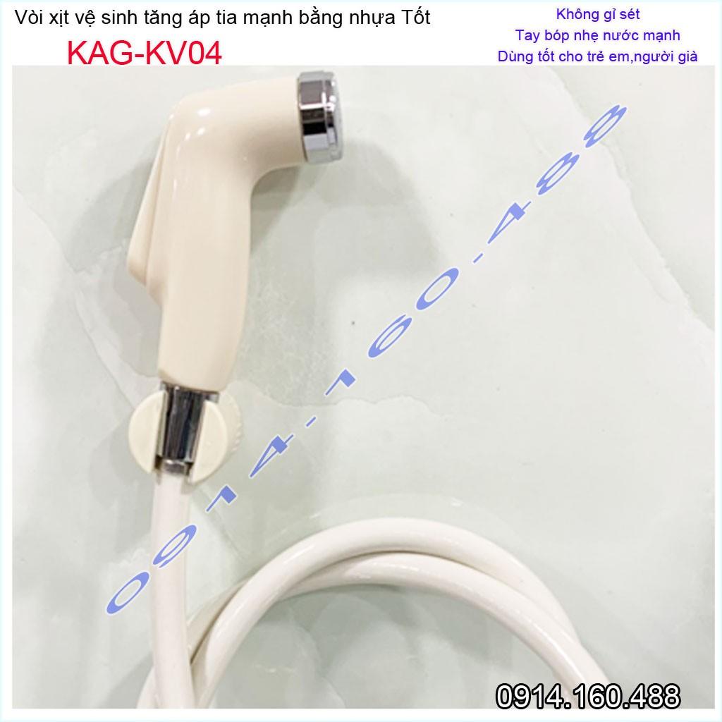 Vòi xịt bồn cầu KAG-KV04 màu kem, vòi xịt rửa ấn tay nhà tắm, vòi xịt vệ sinh tia nước mạnh siêu sạch sử dụng tốt