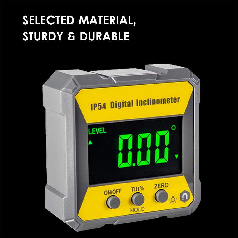 4 x 90 Degrees Digital LCD Protractor Inclinometer Magnetic 0.2° Accuracy Angle Finder Level Box IP54 Electrical Levelling Instrument for Woodworking Machinery Auto Repair