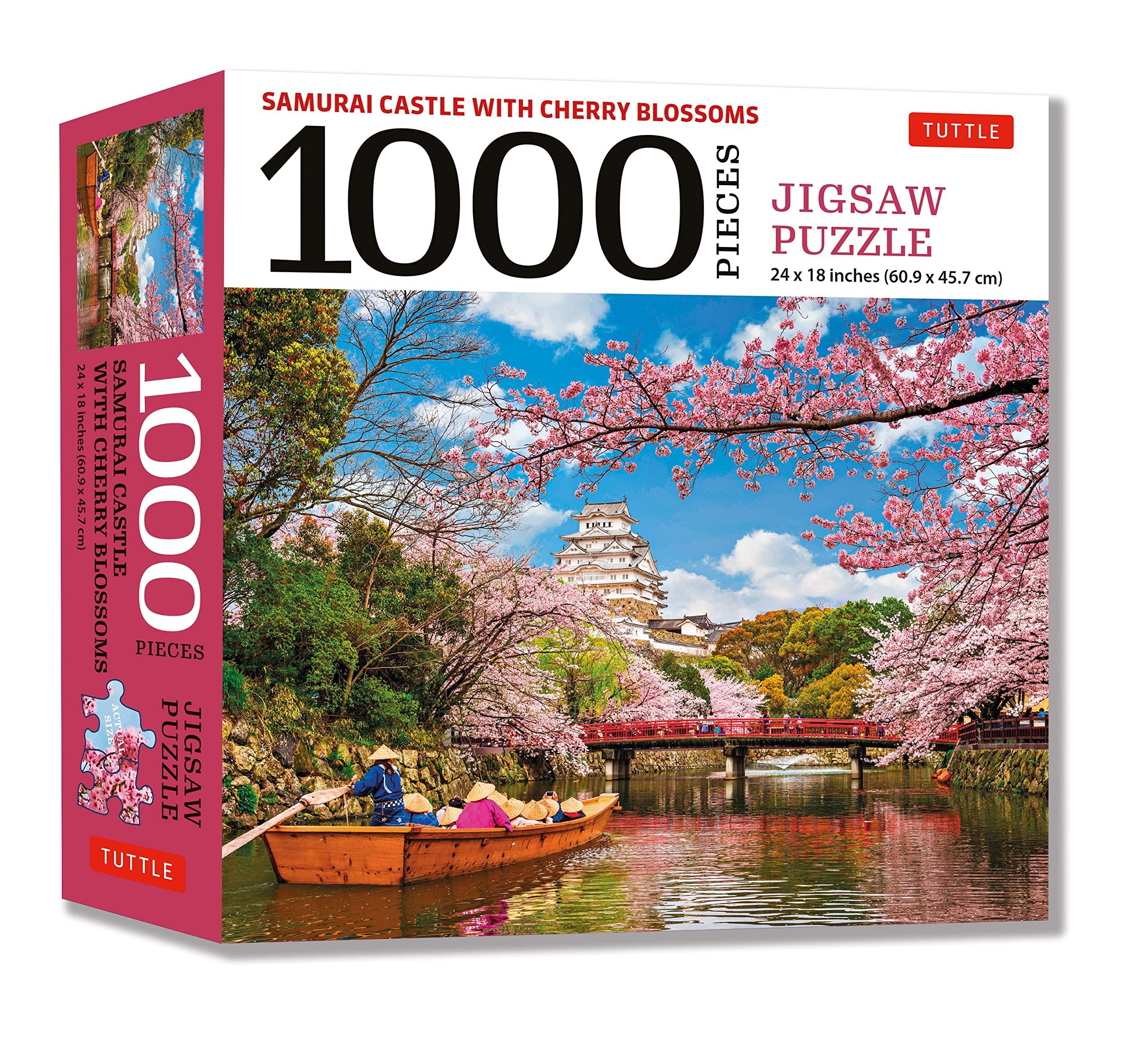 Samurai Castle & Cherry Blossoms - 1000 Piece Jigsaw Puzzle: Cherry Blossoms At Himeji Castle (Finished Size 24 in x 18 in)
