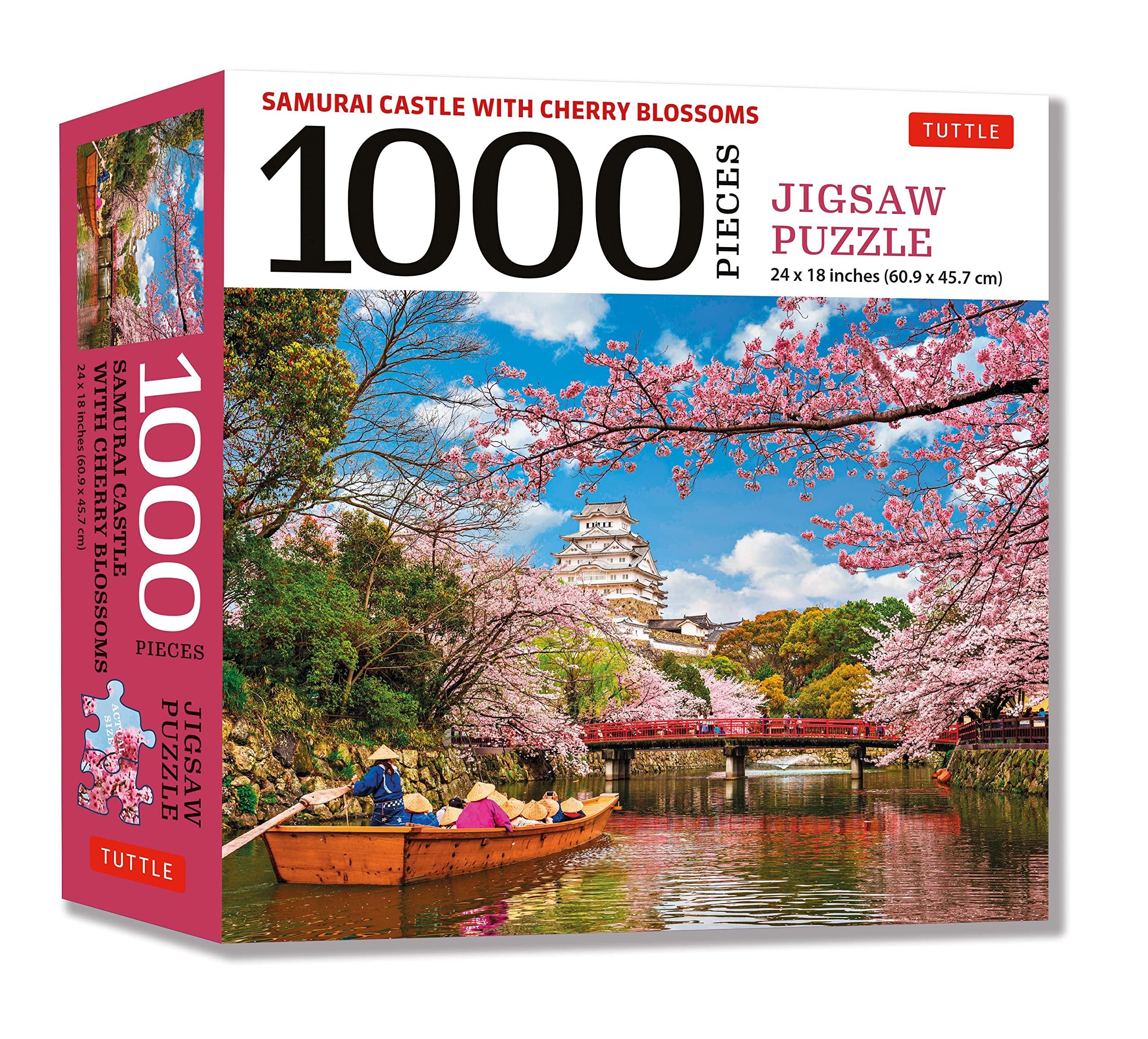 Samurai Castle &amp; Cherry Blossoms - 1000 Piece Jigsaw Puzzle: Cherry Blossoms At Himeji Castle (Finished Size 24 in x 18 in)