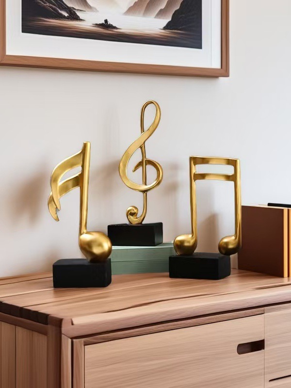 Mô hình 3 nốt nhạc, khoá sol mạ đồng bàn làm việc decor trang trí nhà cửa - Hàng chính hãng