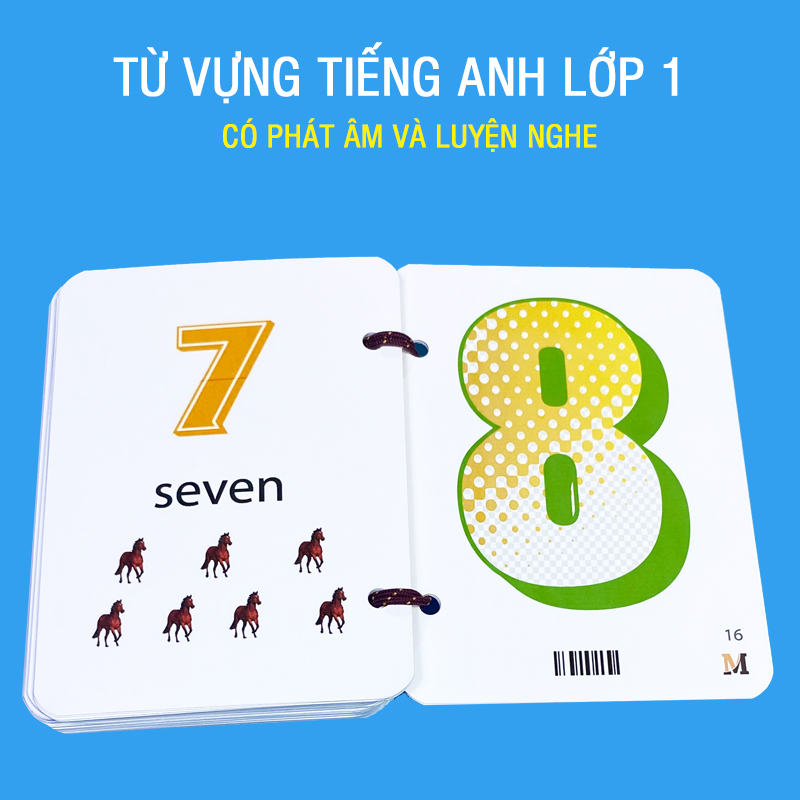 Flashcard tiếng Anh Lớp 1 BGD (khổ lớn A6), có phát âm, hình ảnh và màu sắc sinh động