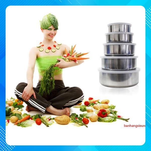 BỘ 5 BÁT INOX CÓ NẮP ĐẬY TIỆN LỢI