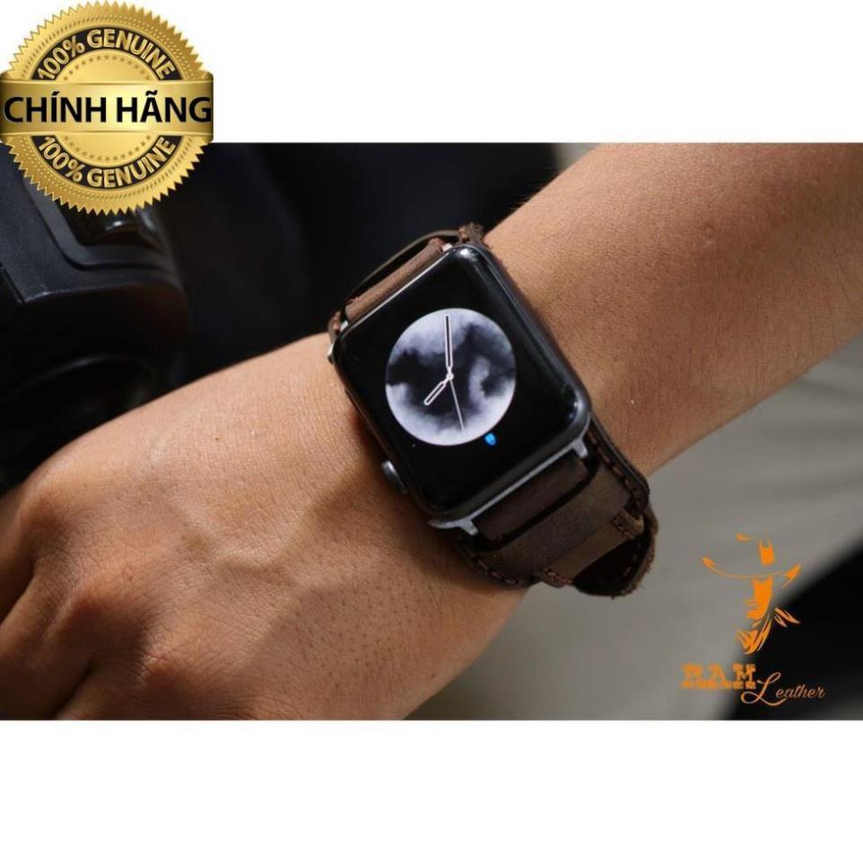 DÂY DA BÒ NÂU ĐẤT DÀNH CHO APPLE WATCH + BUNDSTRAP B2 CHỐNG MỒ HÔI - HÀNG CHÍNH HÃNG