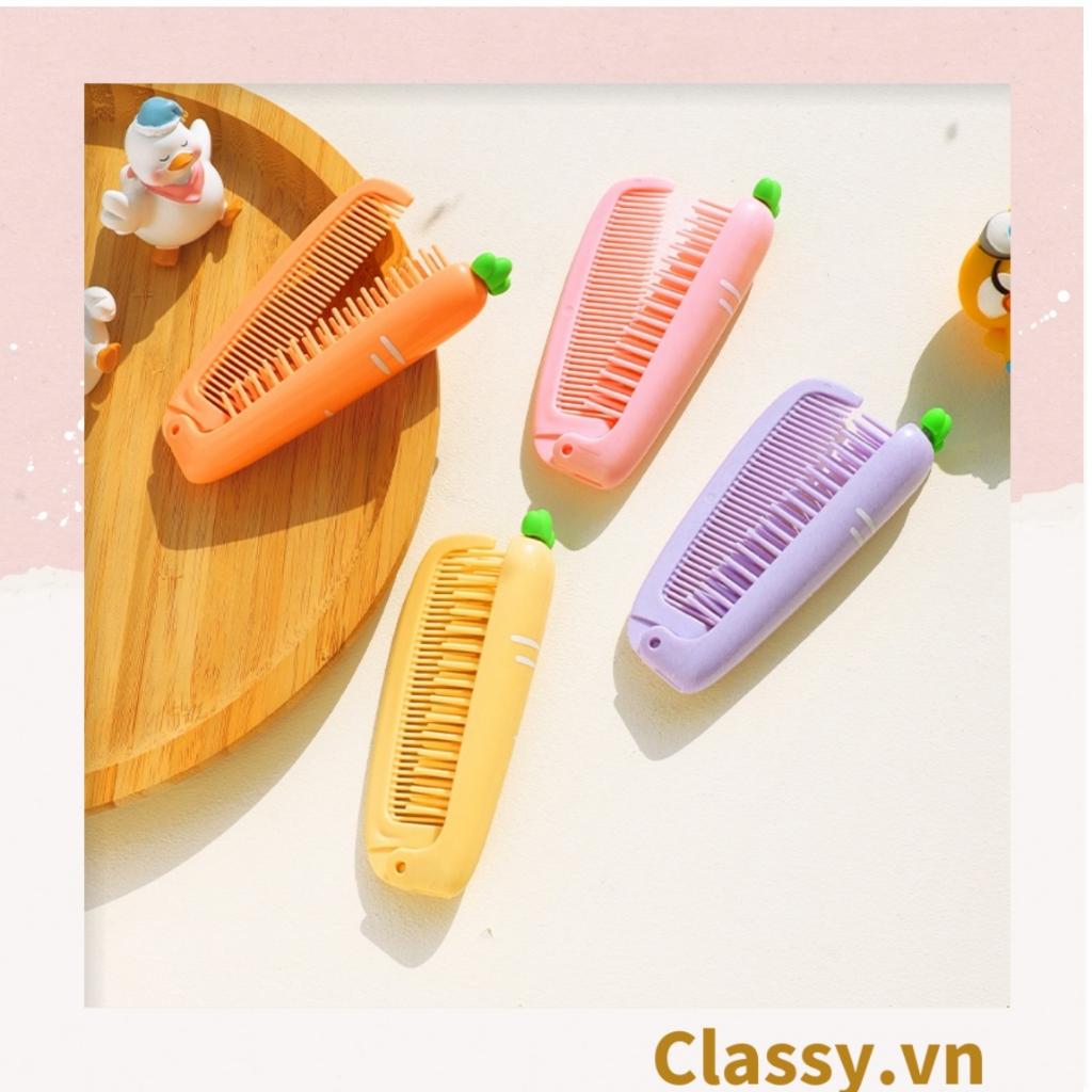 Lược cầm tay mini 2 đầu, gấp gọn Classy  tiện lợi hình trái cây cà rốt củ cải nhỏ gọn có thể mang theo PK1566